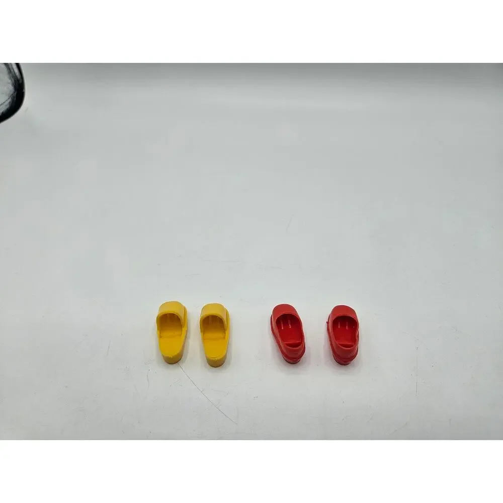 Vintage‎ Marx Sindy Doll Shoes Yellow Slip Ons Clog and Red Heeled (2 Pair)